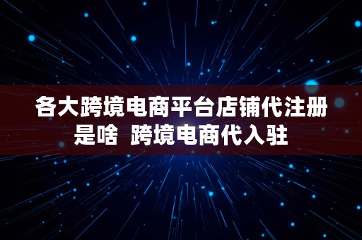 各大跨境电商平台店铺代注册是啥  跨境电商代入驻