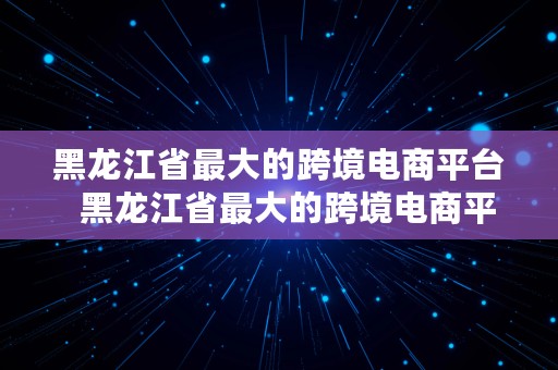 黑龙江省最大的跨境电商平台  黑龙江省最大的跨境电商平台是