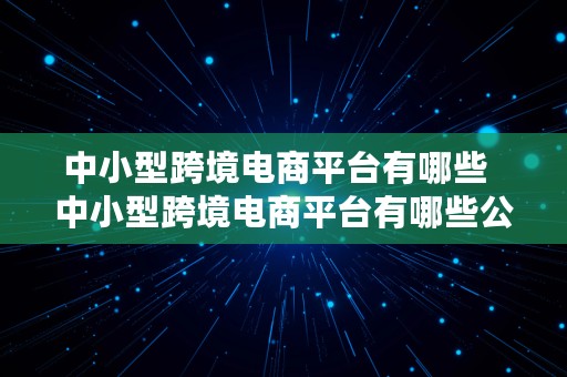 中小型跨境电商平台有哪些  中小型跨境电商平台有哪些公司