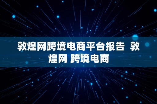 敦煌网跨境电商平台报告  敦煌网 跨境电商