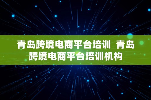 青岛跨境电商平台培训  青岛跨境电商平台培训机构