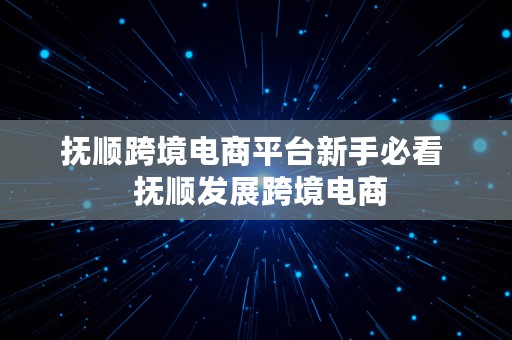 抚顺跨境电商平台新手必看  抚顺发展跨境电商