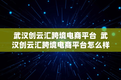 武汉创云汇跨境电商平台  武汉创云汇跨境电商平台怎么样