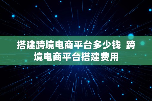 搭建跨境电商平台多少钱  跨境电商平台搭建费用