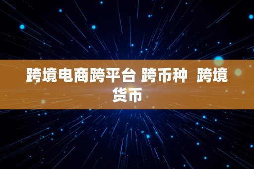 跨境电商跨平台 跨币种  跨境货币