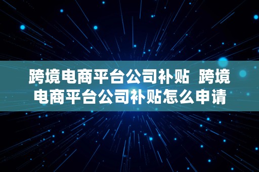 跨境电商平台公司补贴  跨境电商平台公司补贴怎么申请