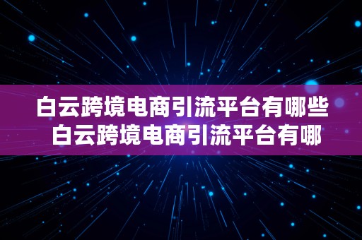 白云跨境电商引流平台有哪些  白云跨境电商引流平台有哪些公司