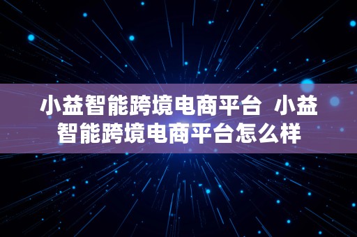 小益智能跨境电商平台  小益智能跨境电商平台怎么样