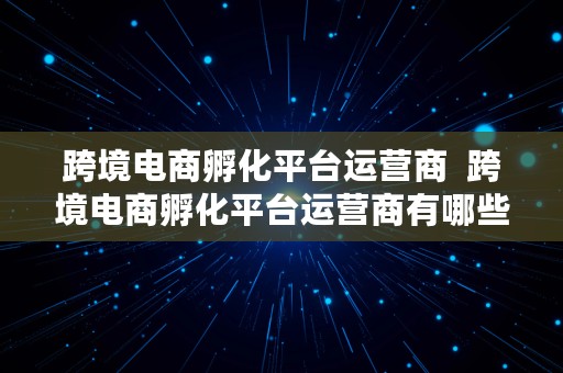 跨境电商孵化平台运营商  跨境电商孵化平台运营商有哪些