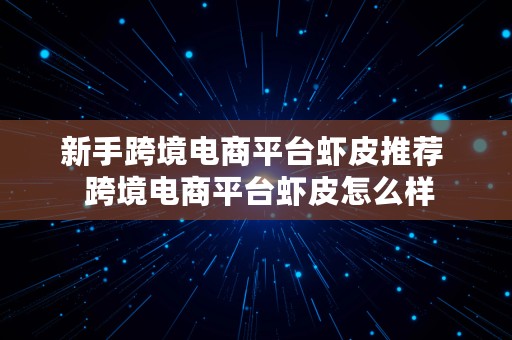 新手跨境电商平台虾皮推荐  跨境电商平台虾皮怎么样