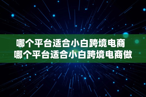 哪个平台适合小白跨境电商  哪个平台适合小白跨境电商做