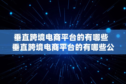 垂直跨境电商平台的有哪些  垂直跨境电商平台的有哪些公司