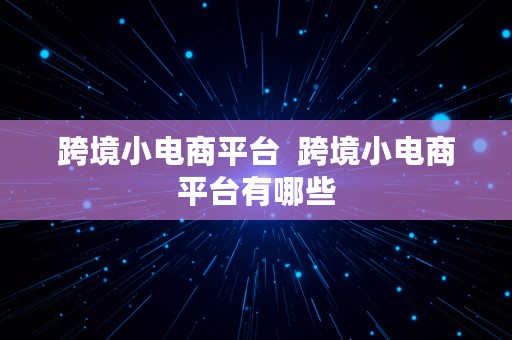 跨境小电商平台  跨境小电商平台有哪些