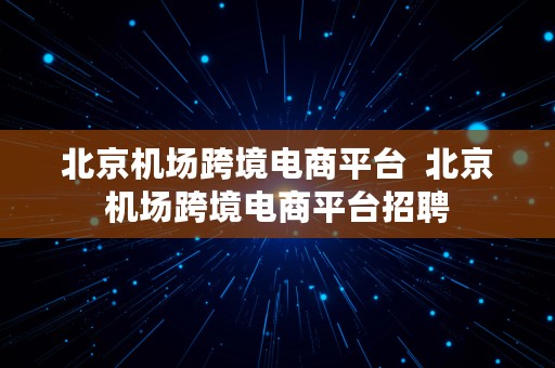 北京机场跨境电商平台  北京机场跨境电商平台招聘