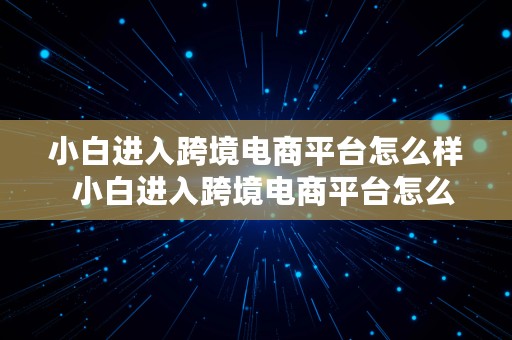 小白进入跨境电商平台怎么样  小白进入跨境电商平台怎么样啊