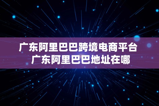 广东阿里巴巴跨境电商平台  广东阿里巴巴地址在哪