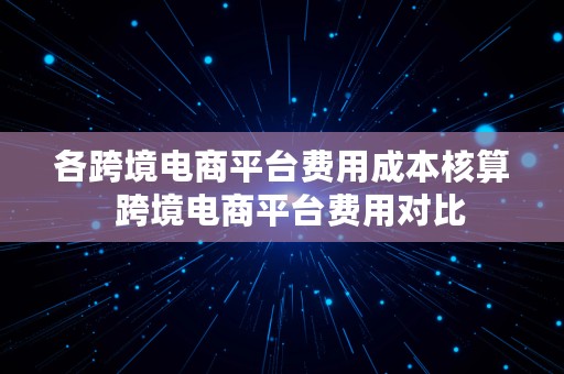 各跨境电商平台费用成本核算  跨境电商平台费用对比