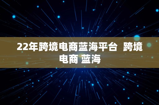 22年跨境电商蓝海平台  跨境电商 蓝海