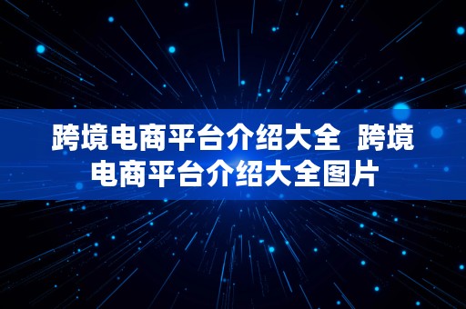 跨境电商平台介绍大全  跨境电商平台介绍大全图片