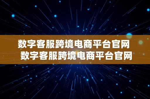 数字客服跨境电商平台官网  数字客服跨境电商平台官网