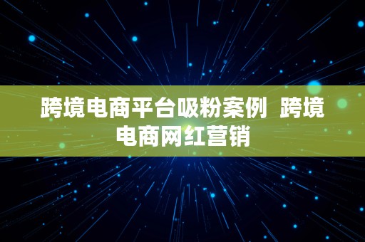 跨境电商平台吸粉案例  跨境电商网红营销