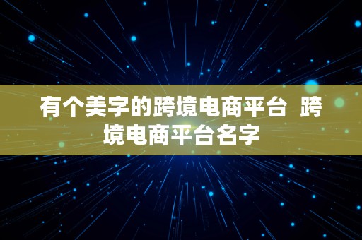 有个美字的跨境电商平台  跨境电商平台名字