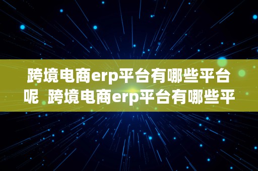 跨境电商erp平台有哪些平台呢  跨境电商erp平台有哪些平台呢