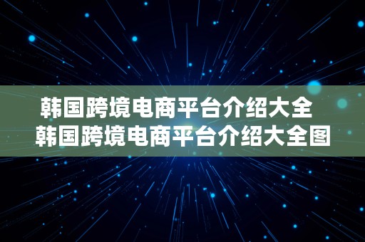 韩国跨境电商平台介绍大全  韩国跨境电商平台介绍大全图片