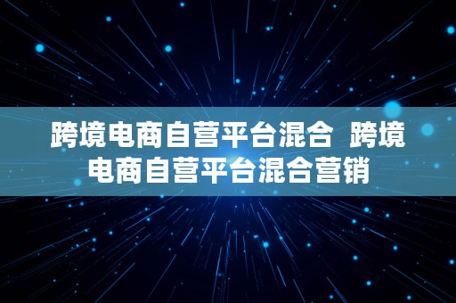 跨境电商自营平台混合  跨境电商自营平台混合营销