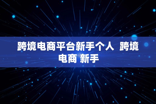 跨境电商平台新手个人  跨境电商 新手