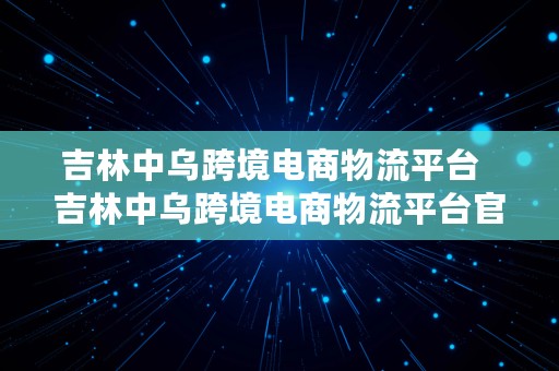 吉林中乌跨境电商物流平台  吉林中乌跨境电商物流平台官网