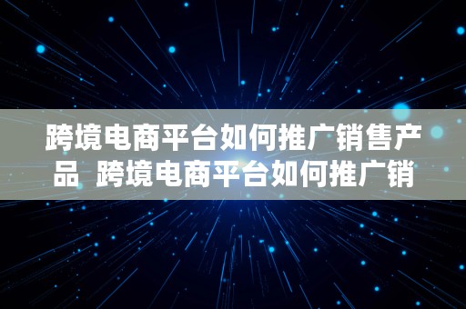 跨境电商平台如何推广销售产品  跨境电商平台如何推广销售产品呢