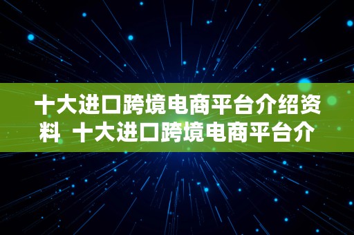 十大进口跨境电商平台介绍资料  十大进口跨境电商平台介绍资料图片