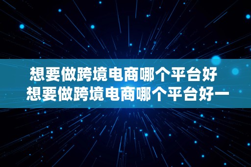 想要做跨境电商哪个平台好  想要做跨境电商哪个平台好一点