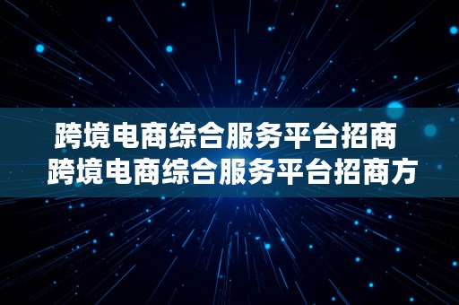 跨境电商综合服务平台招商  跨境电商综合服务平台招商方案