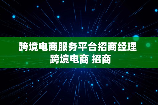 跨境电商服务平台招商经理  跨境电商 招商