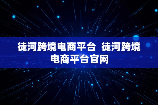 徒河跨境电商平台  徒河跨境电商平台官网