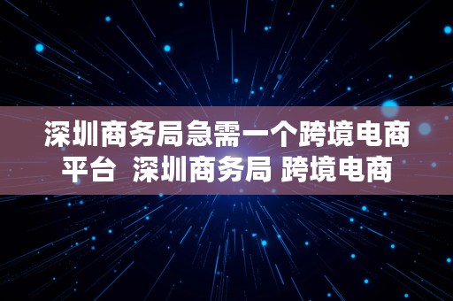 深圳商务局急需一个跨境电商平台  深圳商务局 跨境电商