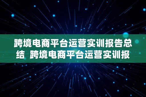 跨境电商平台运营实训报告总结  跨境电商平台运营实训报告总结怎么写