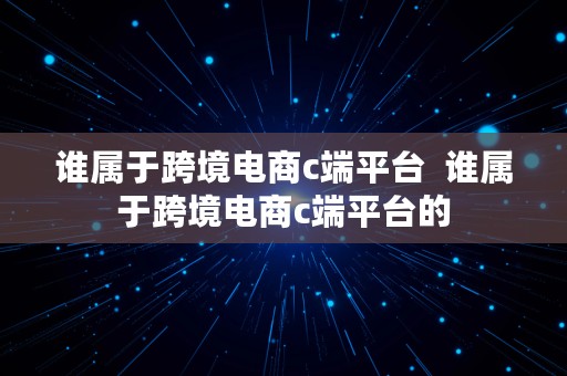 谁属于跨境电商c端平台  谁属于跨境电商c端平台的