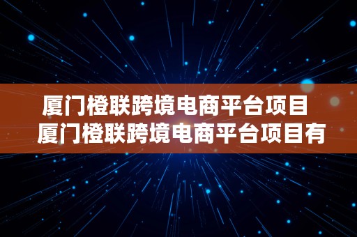 厦门橙联跨境电商平台项目  厦门橙联跨境电商平台项目有哪些