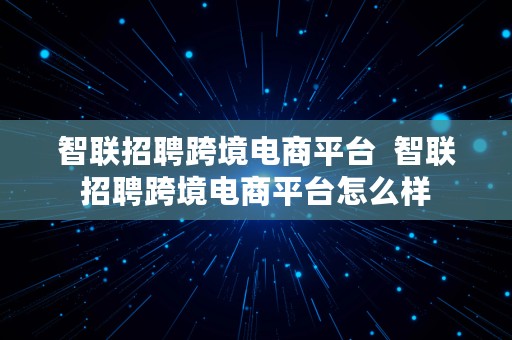 智联招聘跨境电商平台  智联招聘跨境电商平台怎么样