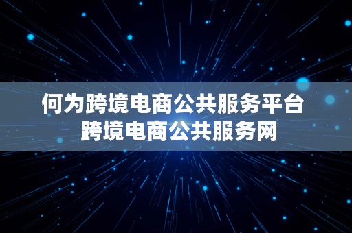 何为跨境电商公共服务平台  跨境电商公共服务网