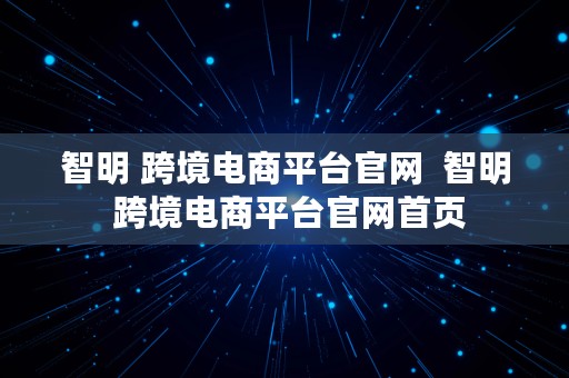 智明 跨境电商平台官网  智明 跨境电商平台官网首页