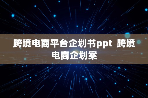 跨境电商平台企划书ppt  跨境电商企划案