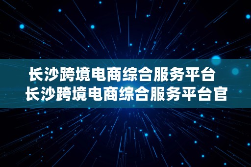 长沙跨境电商综合服务平台  长沙跨境电商综合服务平台官网