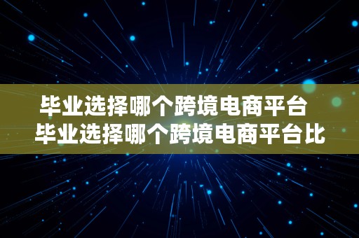 毕业选择哪个跨境电商平台  毕业选择哪个跨境电商平台比较好