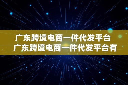 广东跨境电商一件代发平台  广东跨境电商一件代发平台有哪些