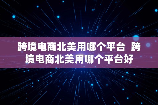 跨境电商北美用哪个平台  跨境电商北美用哪个平台好