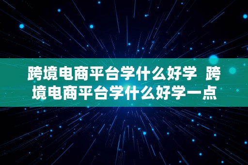 跨境电商平台学什么好学  跨境电商平台学什么好学一点